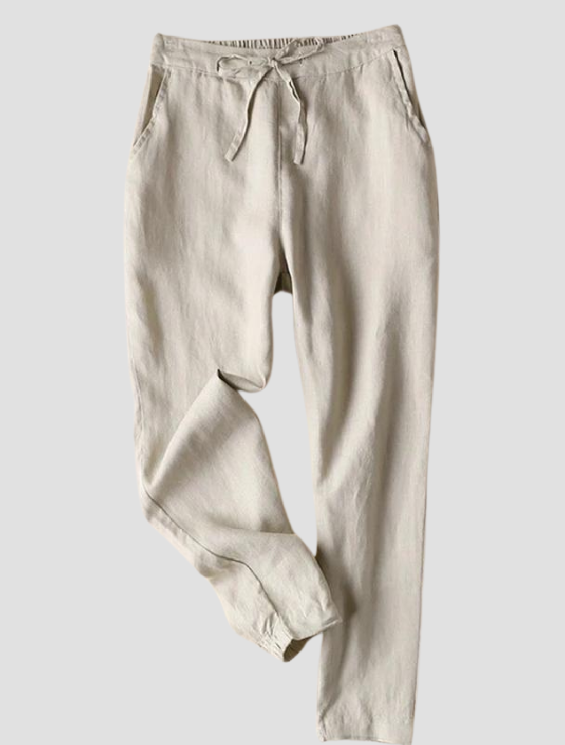Thin plain linen trousers - high cut