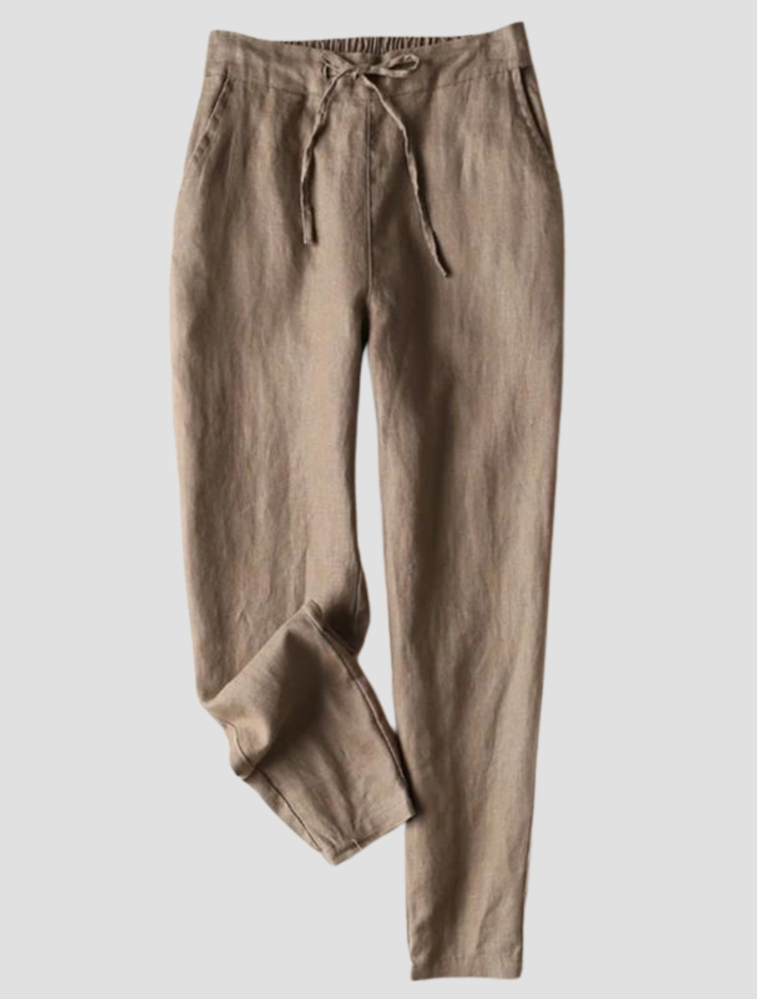 Thin plain linen trousers - high cut