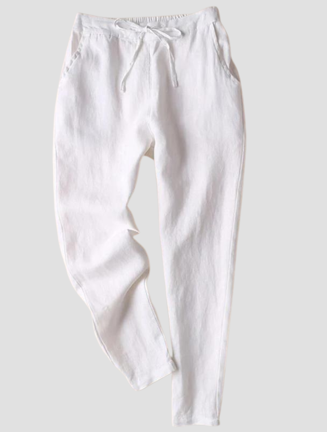 Thin plain linen trousers - high cut