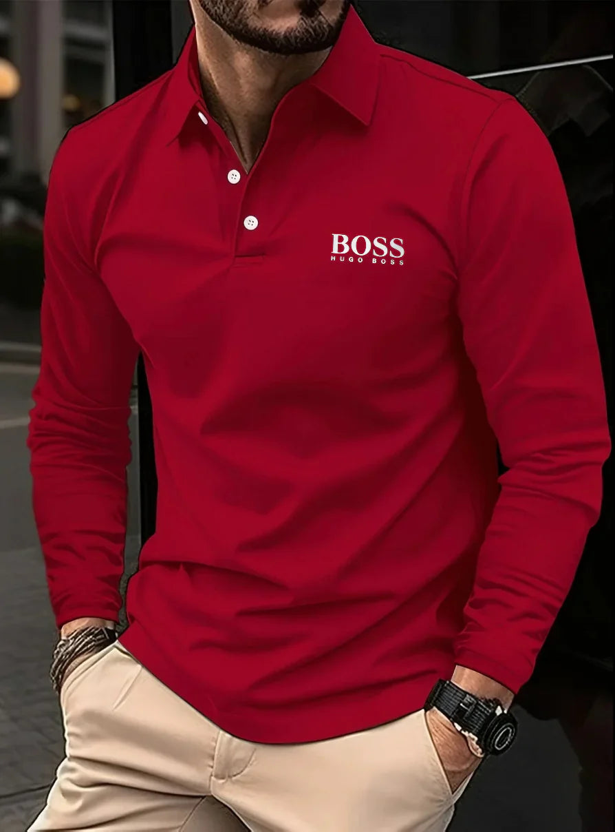 Men's long-sleeved polo shirt